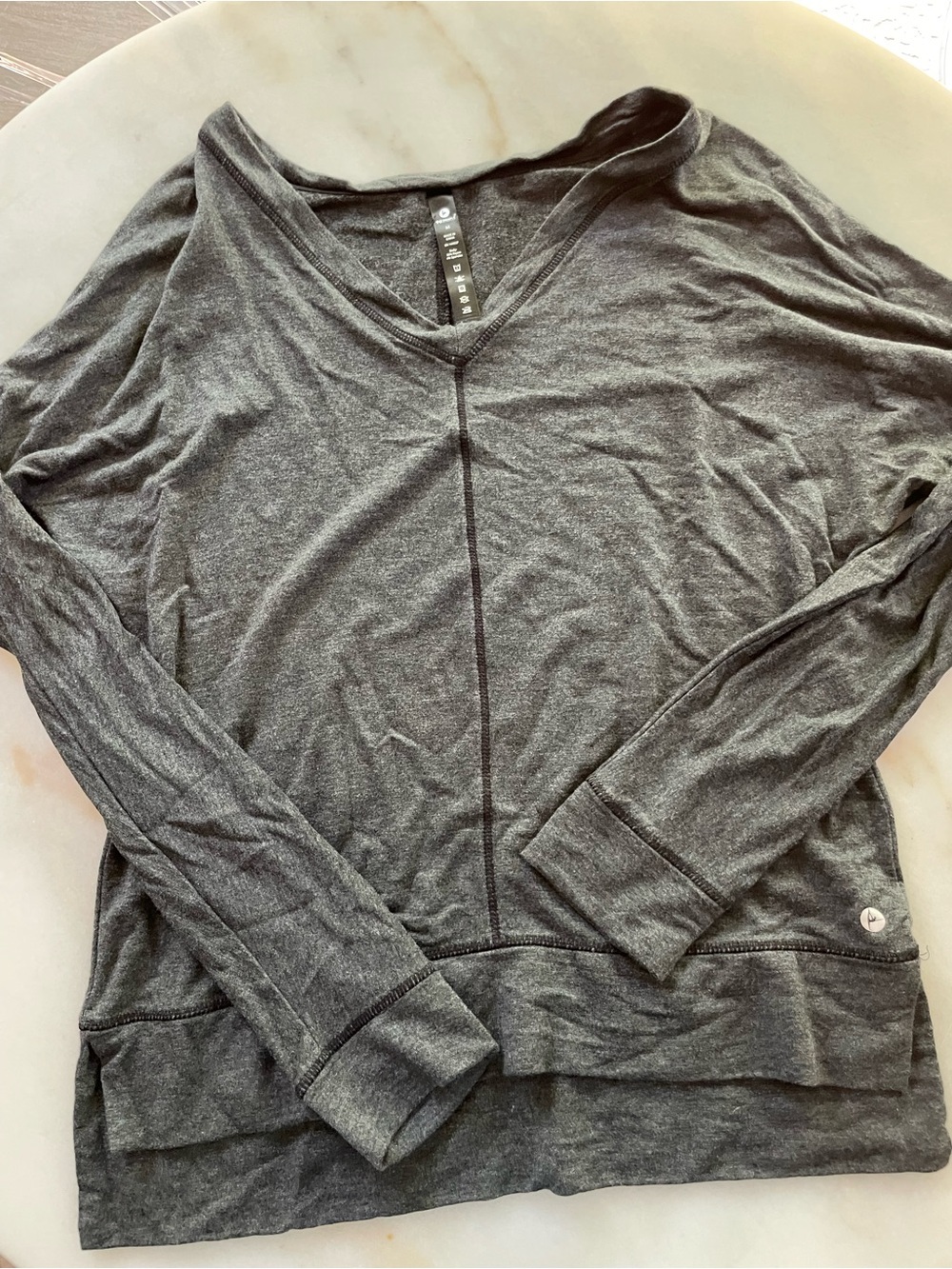 90 Degree By Reflex Charcoal V-Neck Pullover Sweatshirt